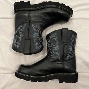 Ariat Black and Blue Leather Boots